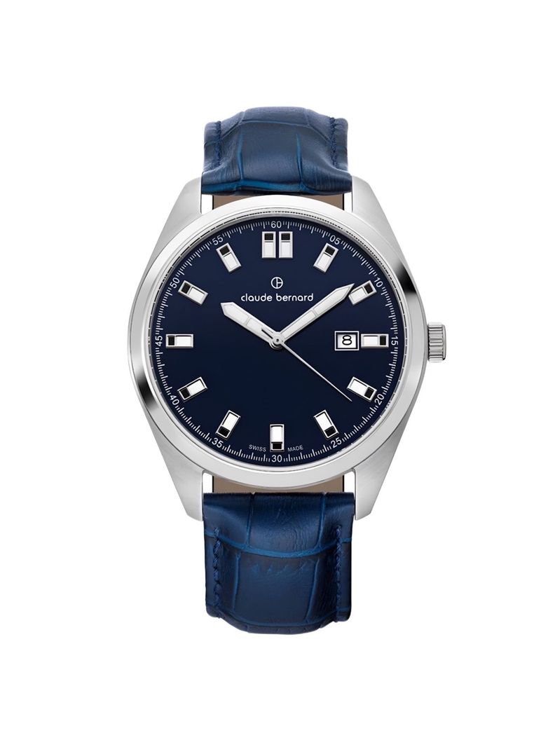 Reloj Claude Bernard Classic Date 44mm Hombre Azul -0