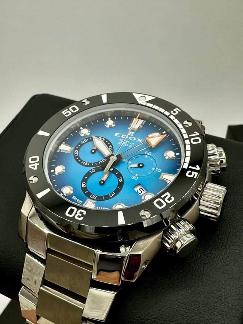 Reloj Edox Chronograph Esfera Azul Hombre-1