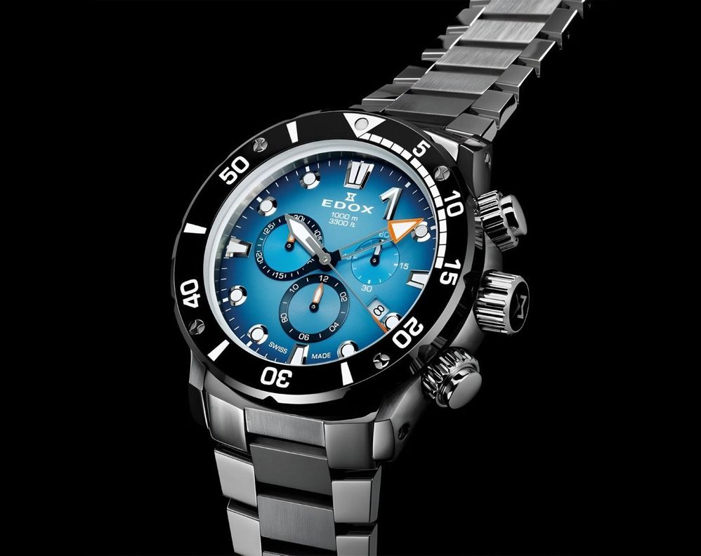 Reloj Edox Chronograph Esfera Azul Hombre-4