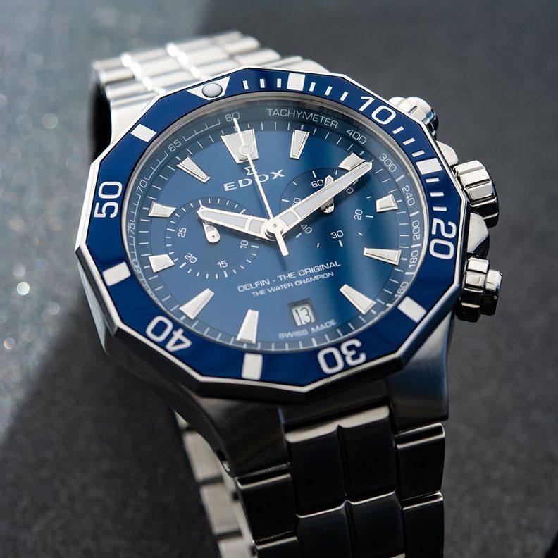 Reloj Edox Delfin The Original Chronograph Acero Hombre-1