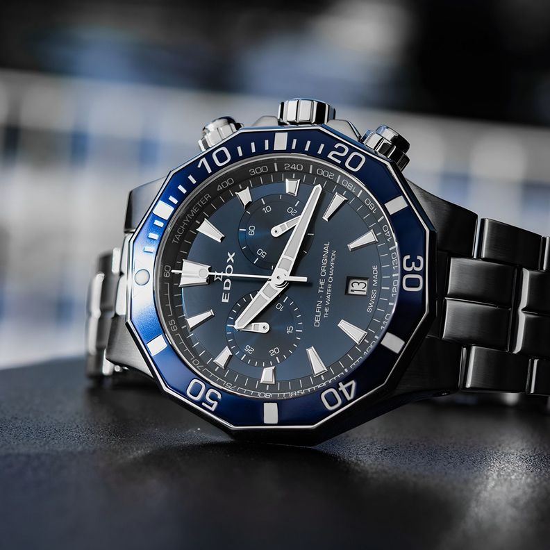 Reloj Edox Delfin The Original Chronograph Acero Hombre-2