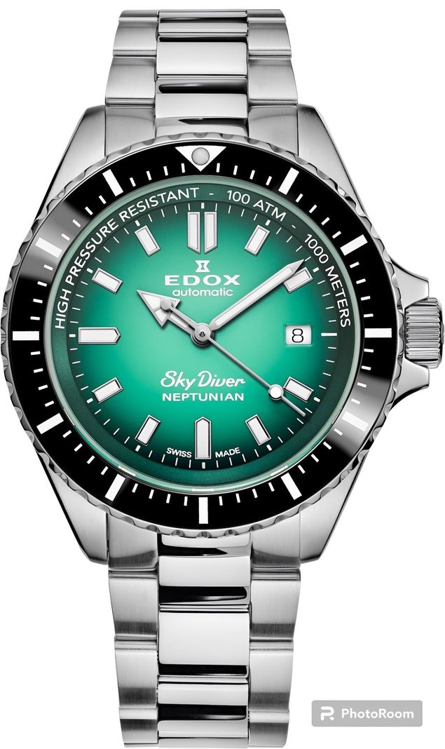 Reloj Edox Neptunian Automatic Hombre Esfera Verde-0