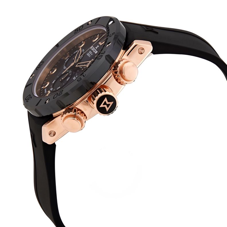 Reloj Edox Black and Rose Gold Chronograph Hombre-2