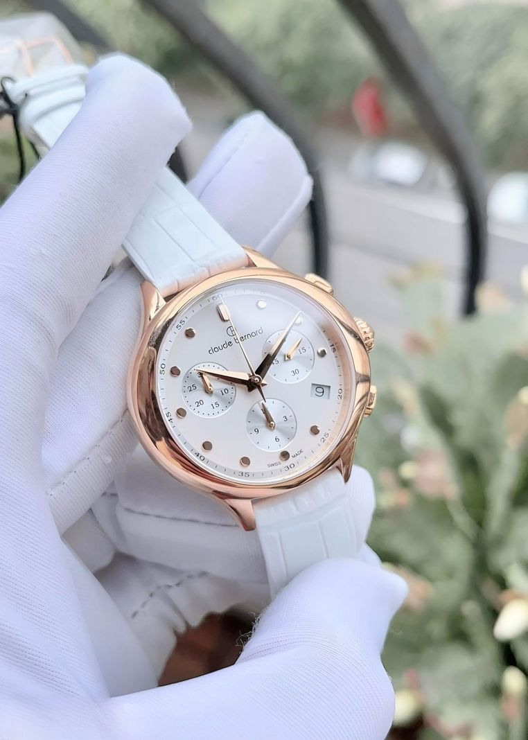 Reloj Claude Bernard White Chronograph Mujer-1