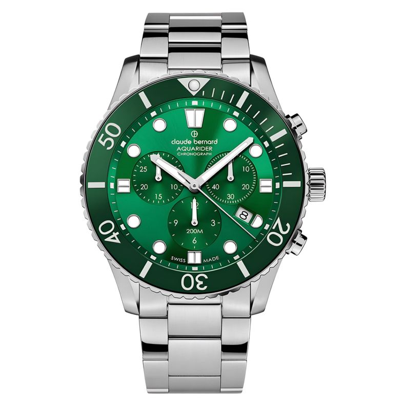 Reloj Claude Bernard Aquarider Cronografo Verde Hombre-0