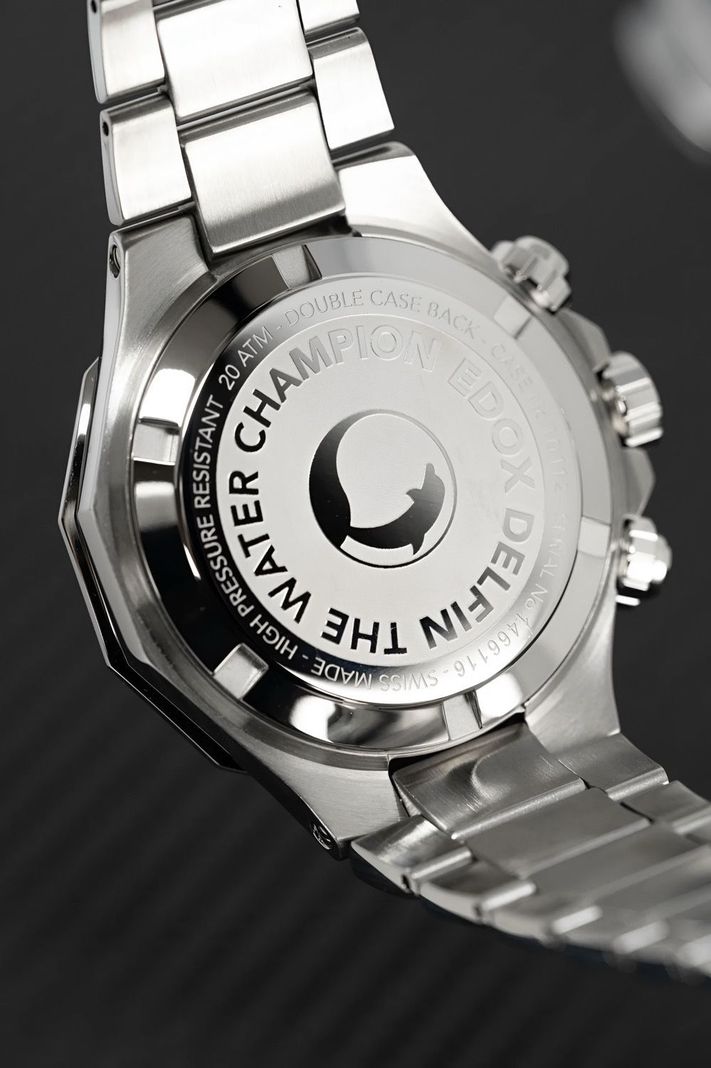Reloj Edox Delfin The Original Chronograph Acero Esfera Negra Hombre-4