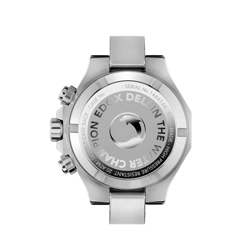 Reloj Edox Delfin The Original Chronograph Acero Esfera Negra Hombre-6