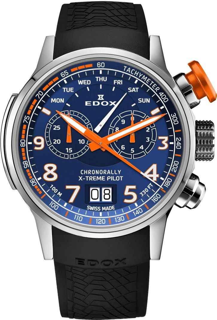 Reloj Edox Chronorally Chronograph Hombre Esfera Azul-0