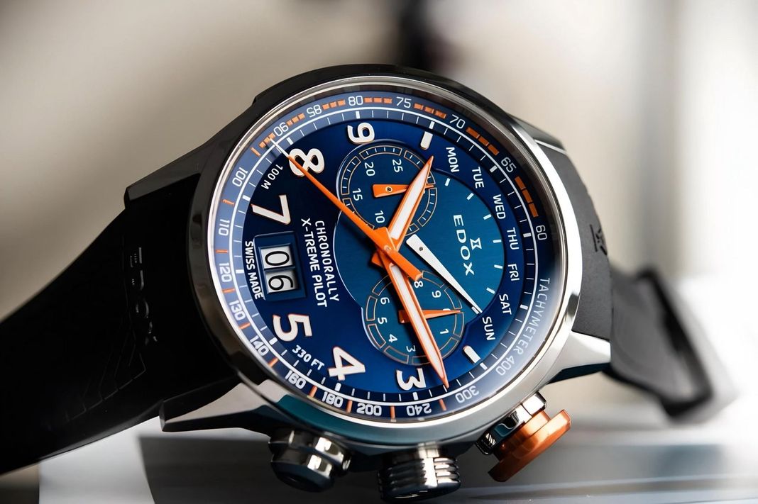 Reloj Edox Chronorally Chronograph Hombre Esfera Azul-3