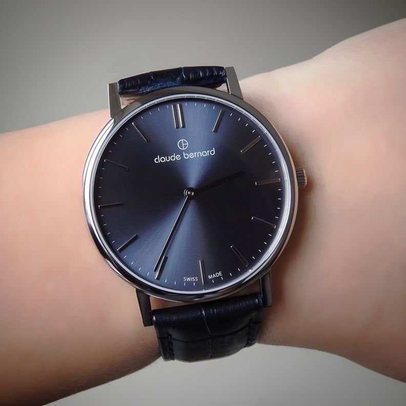 Reloj Claude Bernard Classic Azul Cuero-1