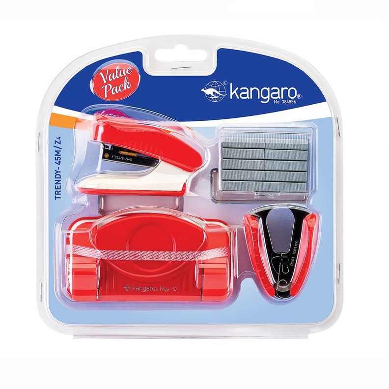 Set Perforadora + Corchetera + Corchetes + SacaCorchetes Trendy 45M/Z4 rojo-0
