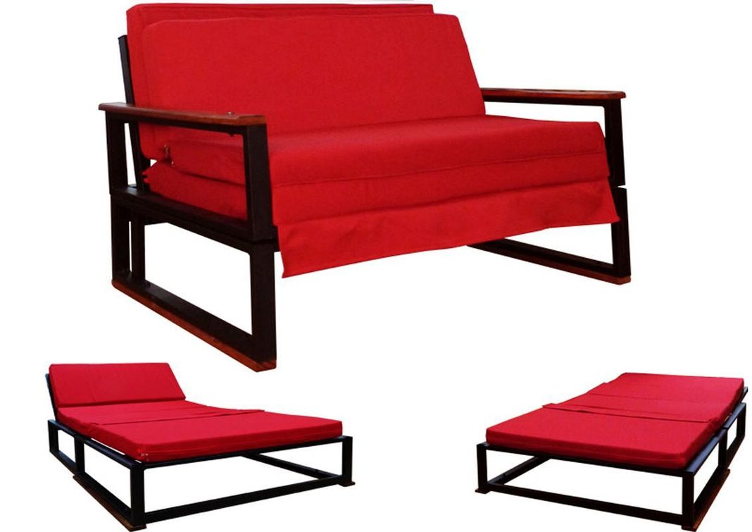 Futon Metalico  1.0 Plazas 3 Posiciones  Folk  - Rojo-1