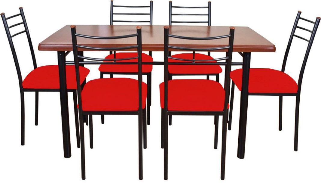 COMEDOR RANCO 6 SILLAS ROJO-0