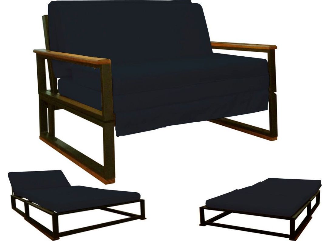 Futon Metalico Folk  1.5 Plazas  3 Posiciones  -  Negro-1