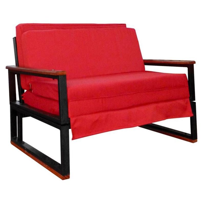 Futon Metalico  Folk 1.5 Plazas  3 Posiciones  - Rojo-0