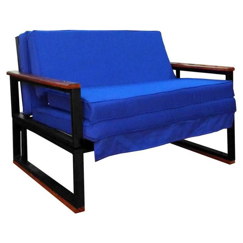 Futon Metalico  Folk  1.5 Plazas - 3 Posiciones - Folk  -  Azul-0