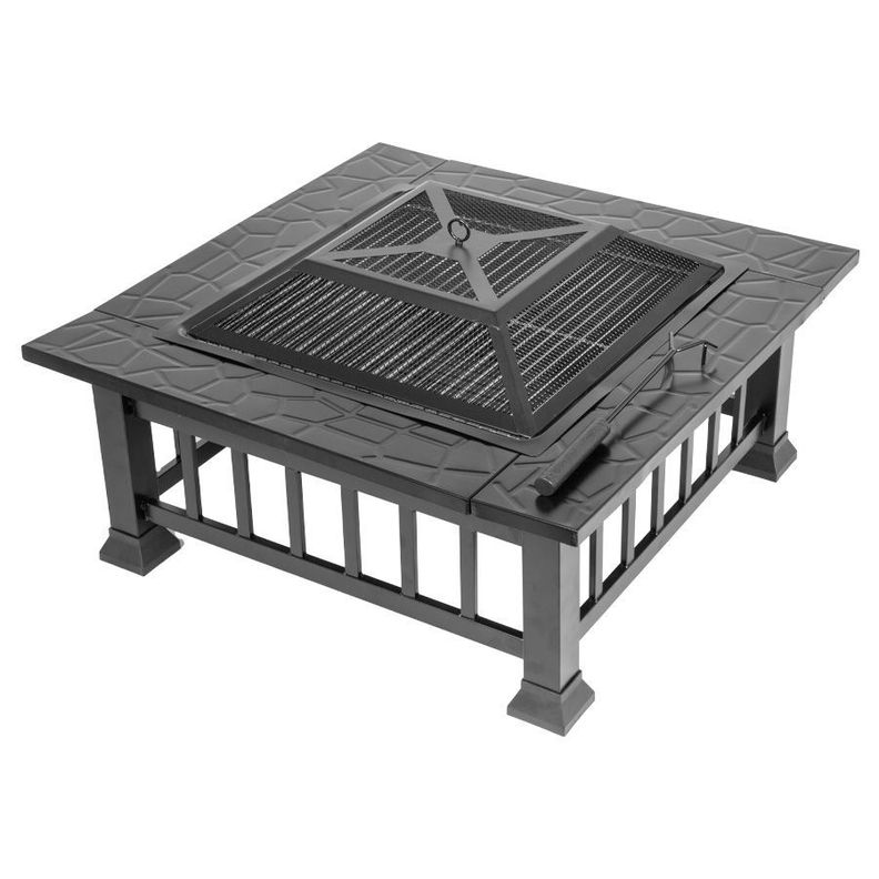 Fogon Brasero Metal 81x81cm Con Rejilla Luxor Quincho Patio-0