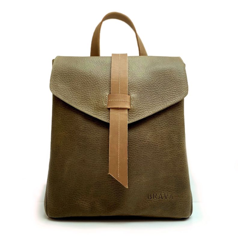 Mochila de cuero modelo Elena Verde Olivo-0