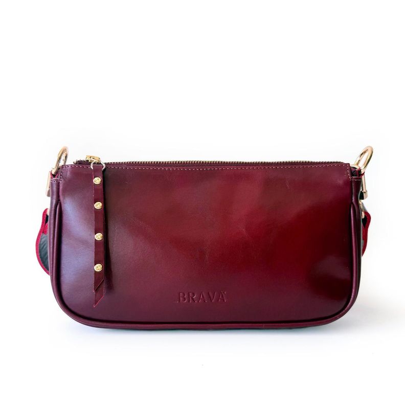 Cartera de cuero modelo AMANDA Burdeos Carmesi