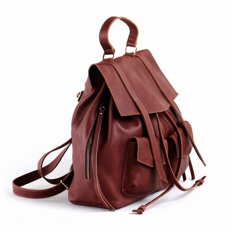 Mochila de cuero modelo Gala Cognac-1