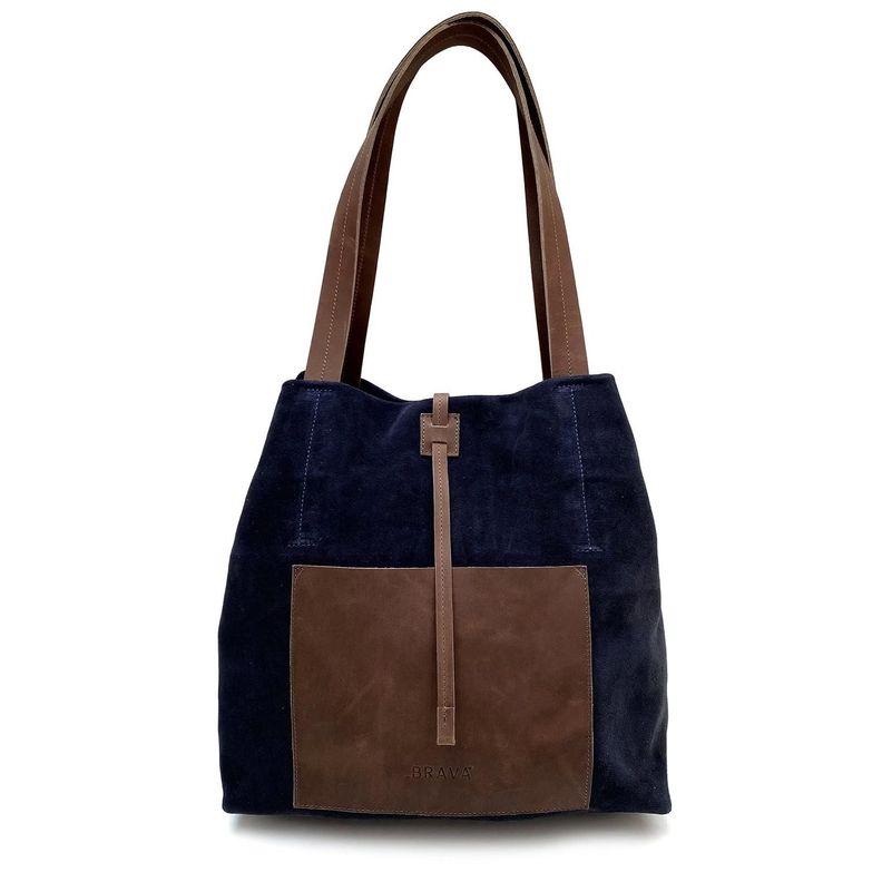 Cartera de cuero modelo JANE Navy Negro