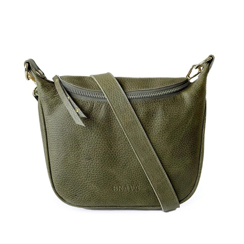 Bandolera de cuero modelo FELICIA Oliva Verde