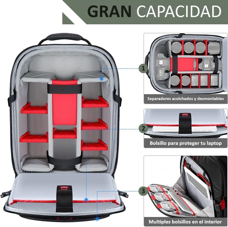 Mochila Para Kit De Fotografia Estuche Para Cámaras, Réflex, Trípode, Lentes, Flash, Bolso De CabinA-1