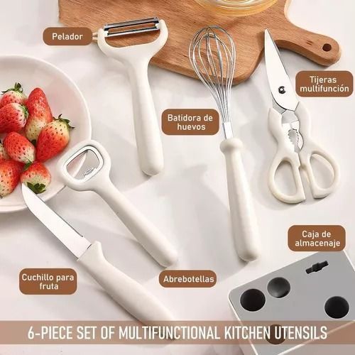 Set 6 Utensilios Cocina Set Cuchillo Peladores Papas Frutas-2