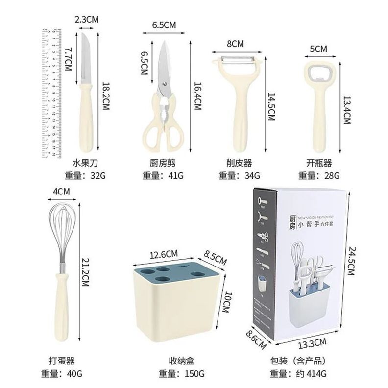 Set 6 Utensilios Cocina Set Cuchillo Peladores Papas Frutas-5