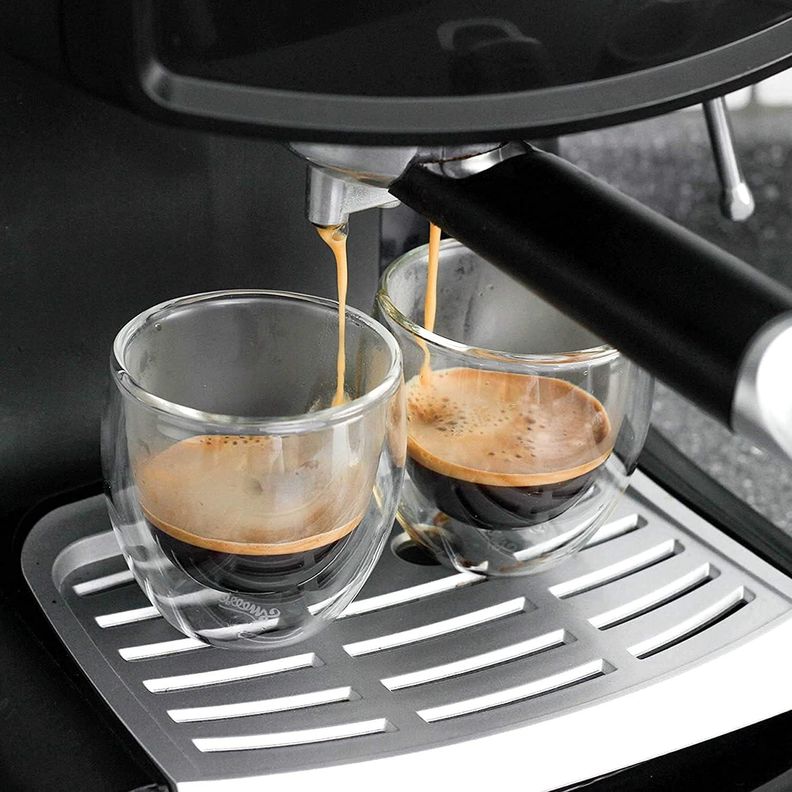 SET 4 Tazas Espresso Doble Pared 150ml Frio Caliente Sin Asa TAZA MUG TRANSPARENTE-1