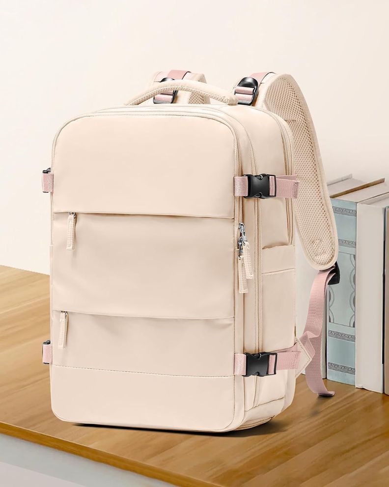 Mochila De Viaje Para Cabina Avión Beige morral Para Notebook Impermeable Compartimiento de zapatos-6