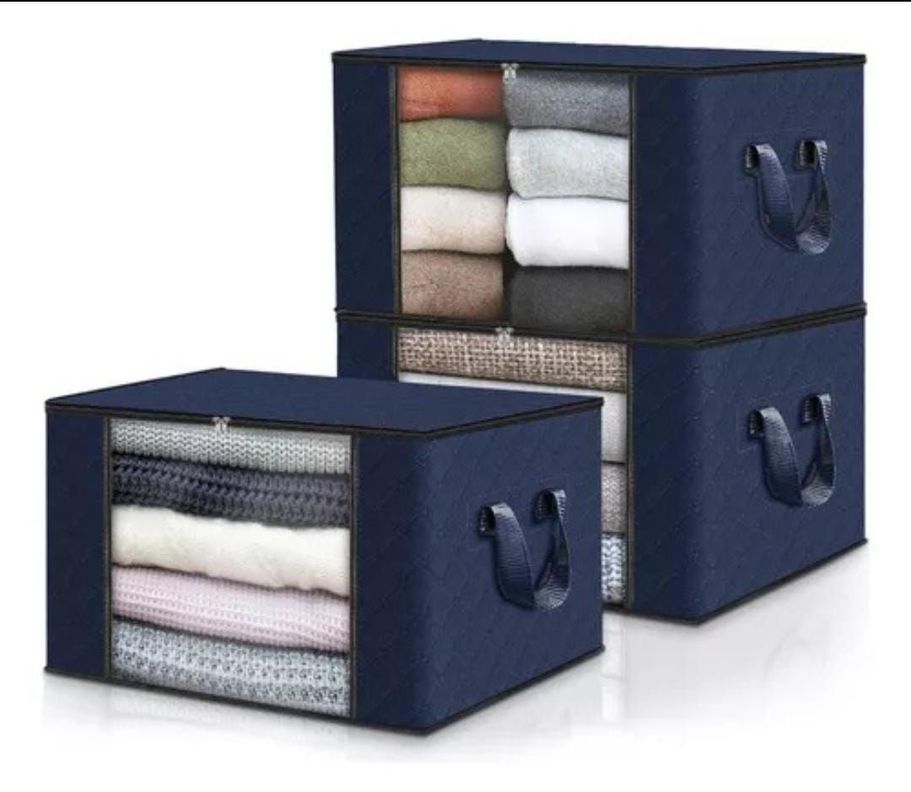 Pack De 3 Cajas Organizadoras Almacenamiento Ropa Sabanas Hogar-2