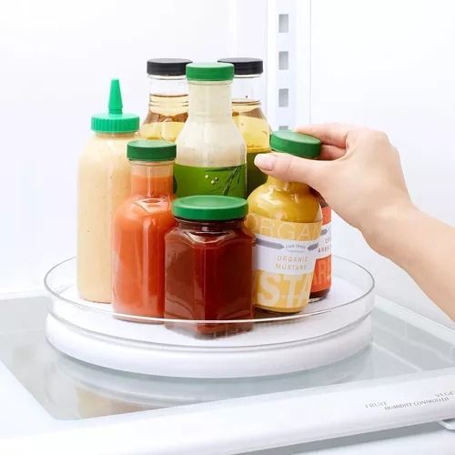 Bandeja Redonda Organizador De Refrigerador Acrilico Giratoria 360-1