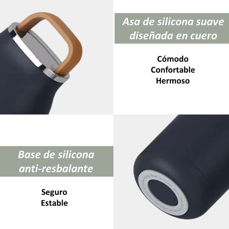 Botella De Agua 500ml Termo Portátil Acero Inoxidable / Color Gris-3