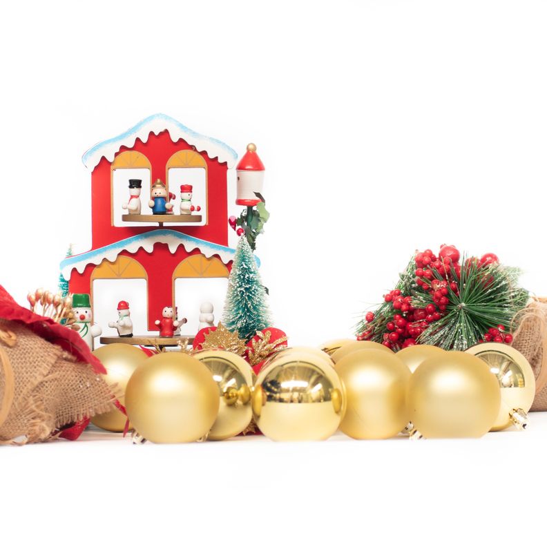 PACK 6 ESFERAS NAVIDEÑA BAMBALINAS ADORNOS ARBOLITO NAVIDAD 8CM-2