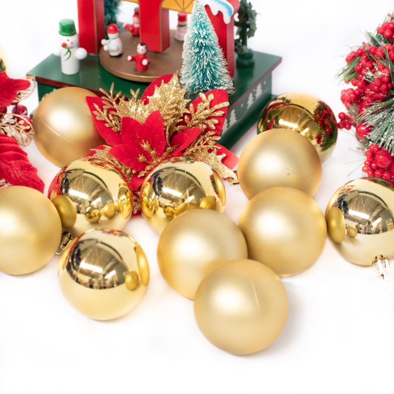 PACK 6 ESFERAS NAVIDEÑA BAMBALINAS ADORNOS ARBOLITO NAVIDAD 8CM-3