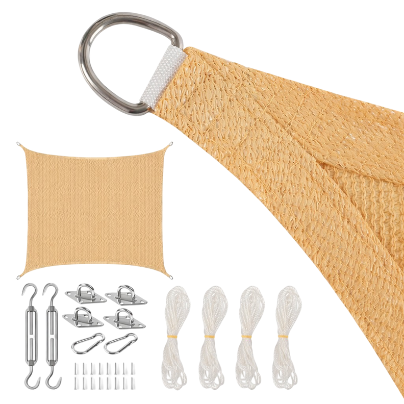 Lona Sombreadora Toldo Vela Permeable + Kit De Anclaje Jior