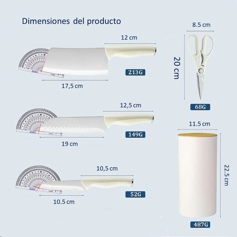 Juego De Cuchillos De Cocina 5 Piezas De Acero Inoxidable-2