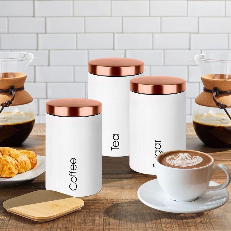 Frasco Organizador De Azucar, Sal, Café Ó Té 3 Contenedores Hermético Con Tapa Para Cocina-3