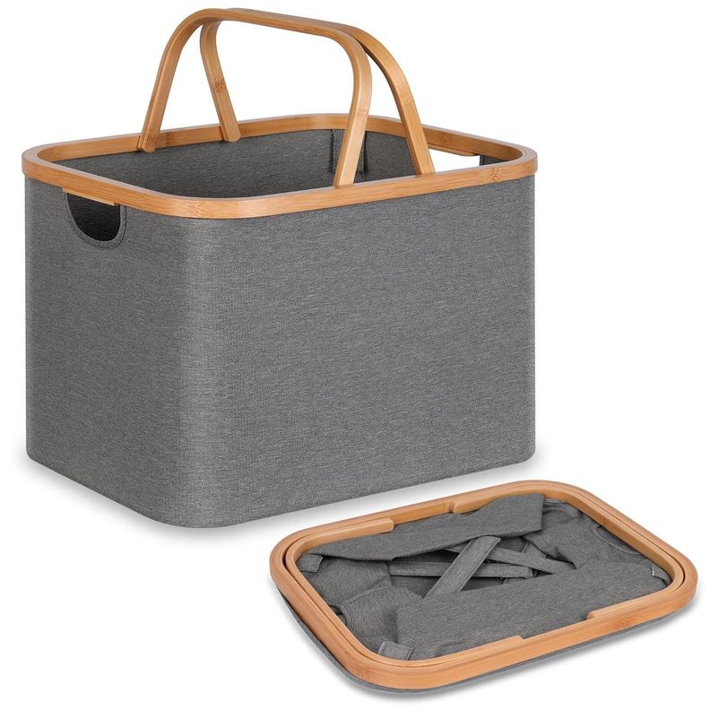 Cesto Plegable Para Ropa Canasto Con Asa Organizador Hogar Gris Oscuro