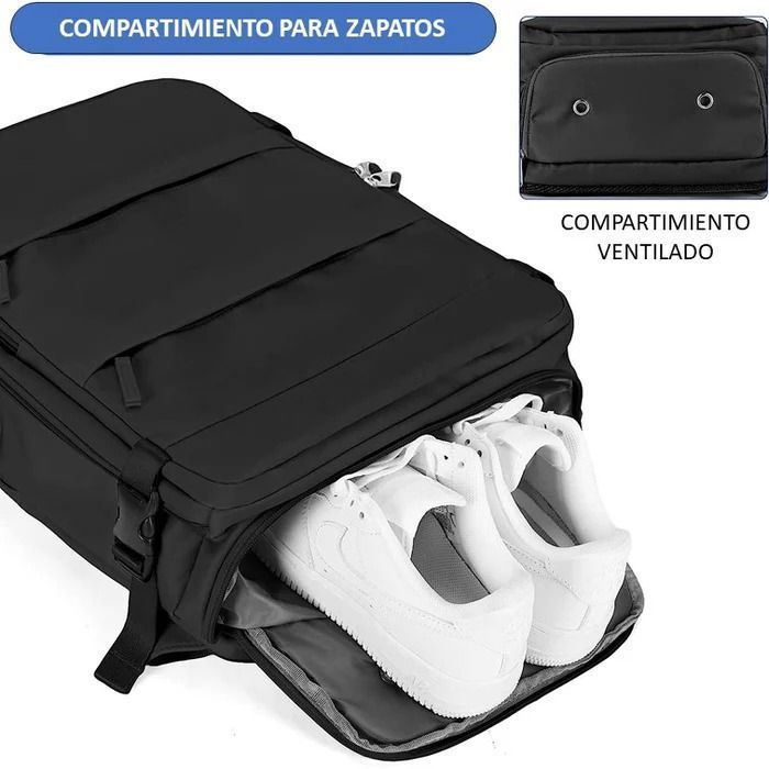 Mochila De Viaje Cabina Avión Impermeable Viral Zapatos Usb Color Verde-1