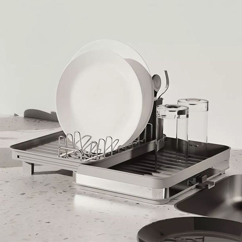Secaplatos Escurridor Plegable Con Soporte Para Cubiertos-1