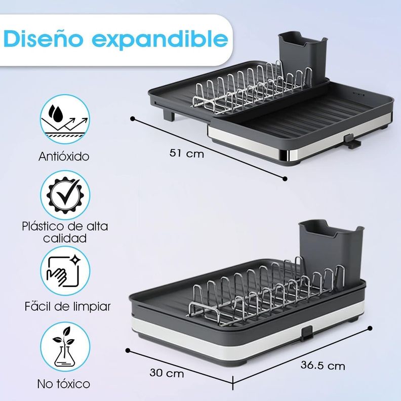 Secaplatos Escurridor Plegable Con Soporte Para Cubiertos-3