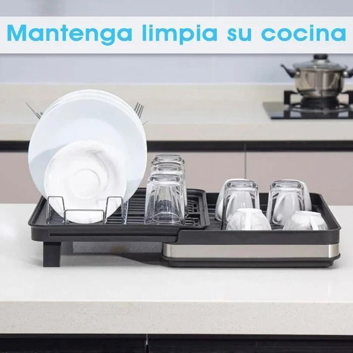 Secaplatos Escurridor Plegable Con Soporte Para Cubiertos-5