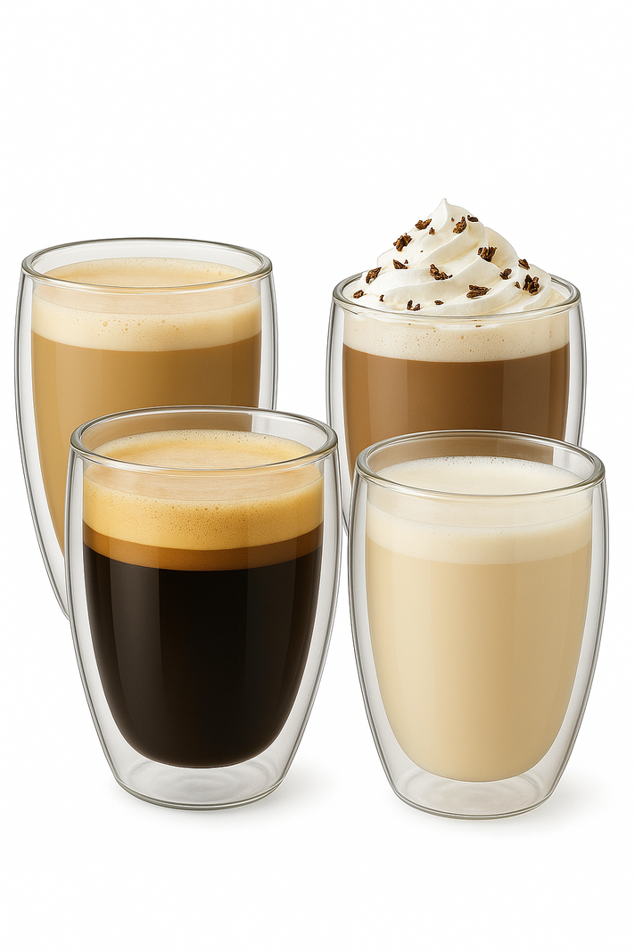 Set 4 Tazas Espresso Doble Pared 250ml Frio Caliente Sin Asa taza mug transparente-0