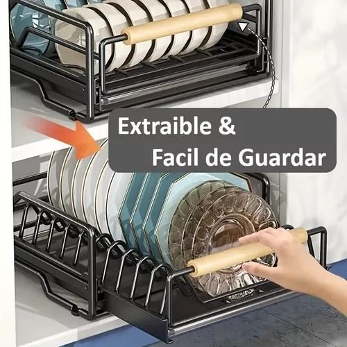Escurridor De Platos Extraible Secaloza Apilable Despensa-2