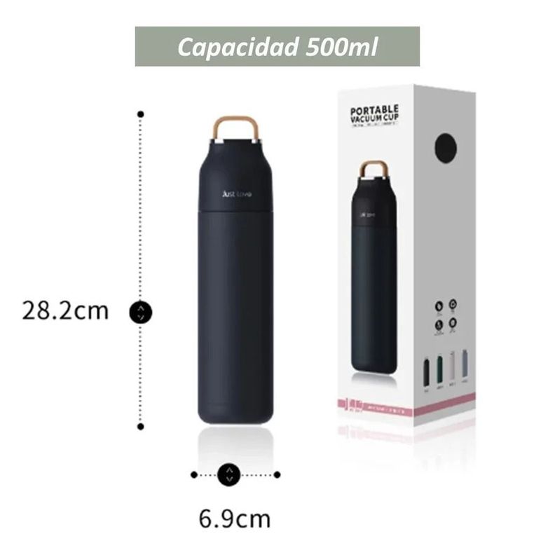 Botella De Agua 500ml Termo Portátil Acero Inoxidable / Color Rosado -5