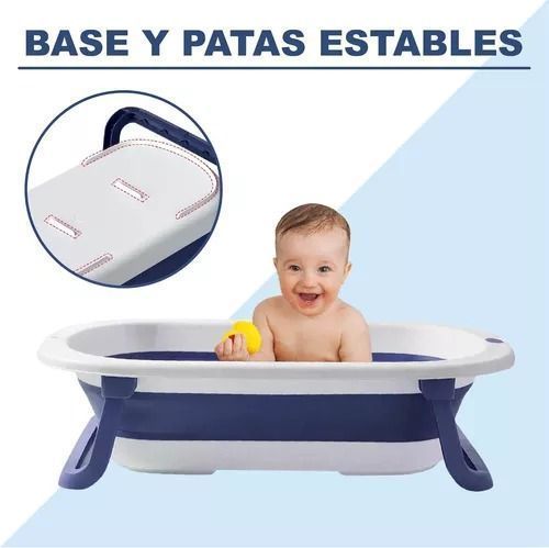 Tina Bebe Bañera Plegable + Malla Reforzada Color Azul-2