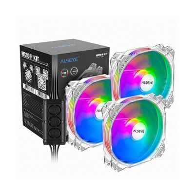 Kit 3 ventiladores Alseye Max M120-p ARGB 4 pines Transparente-0