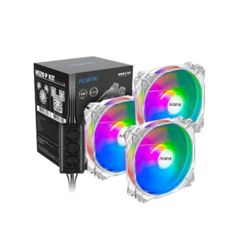 Kit 3 ventiladores Alseye Max M120-p ARGB 4 pines Transparente-2